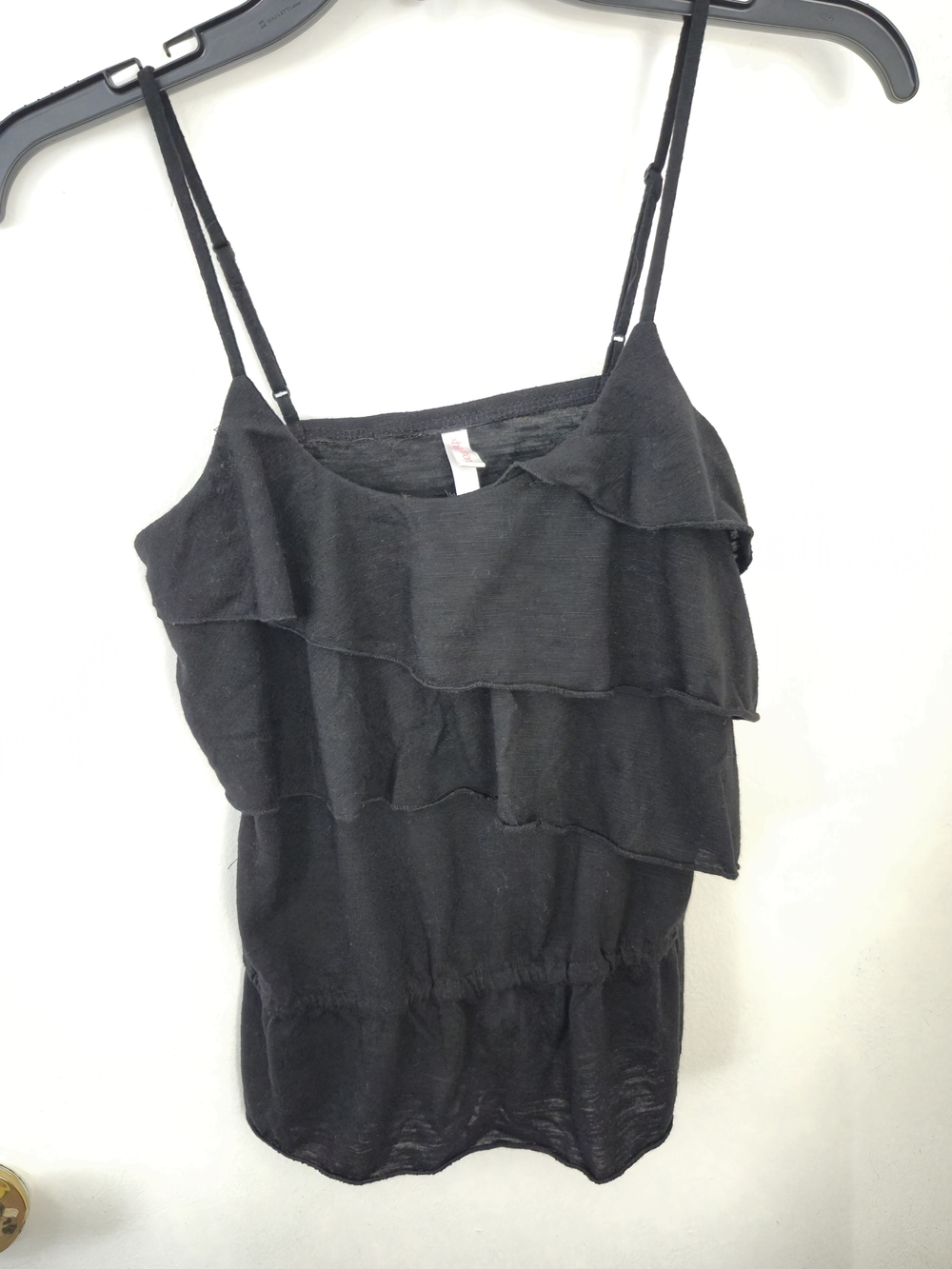 Black Ruffled Spaghetti Strap Top